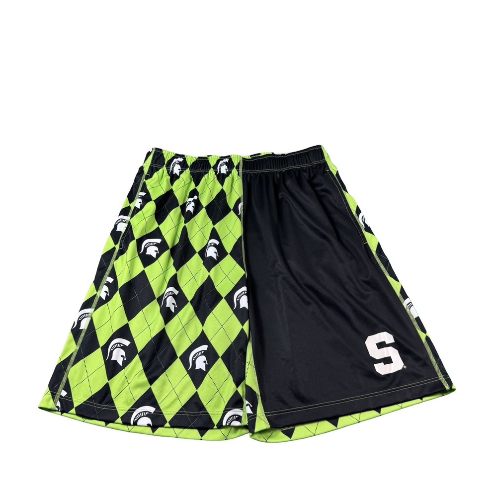 Loudmouth Green Black Argyle Michigan State Spartans Polyester Short Size Large